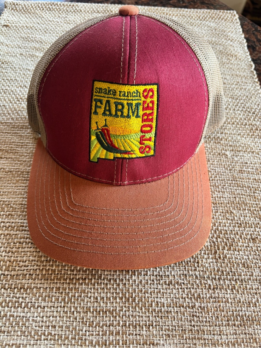 Snake Ranch Farm Stores Two-Tone Trucker Hat - Burgundy & Orange